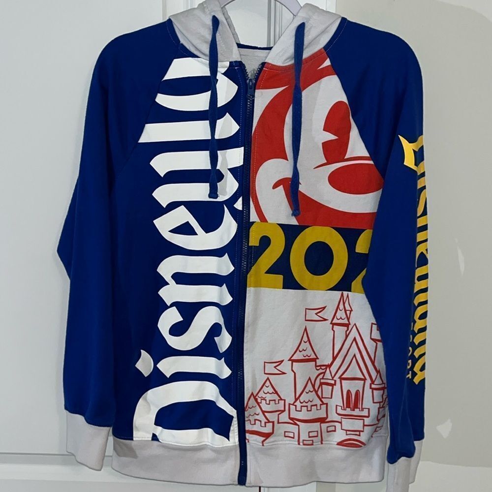 Walt Disney World 2021 Castle Pockets Hoodie Hooded Sweatshirt Jacket L Women’s
